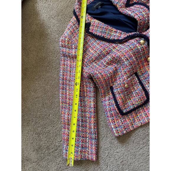Talbots Rainbow Tweed Contrast Trim Blazer Suit Jacket Preppy Corpcore Colorful - Picture 5 of 8